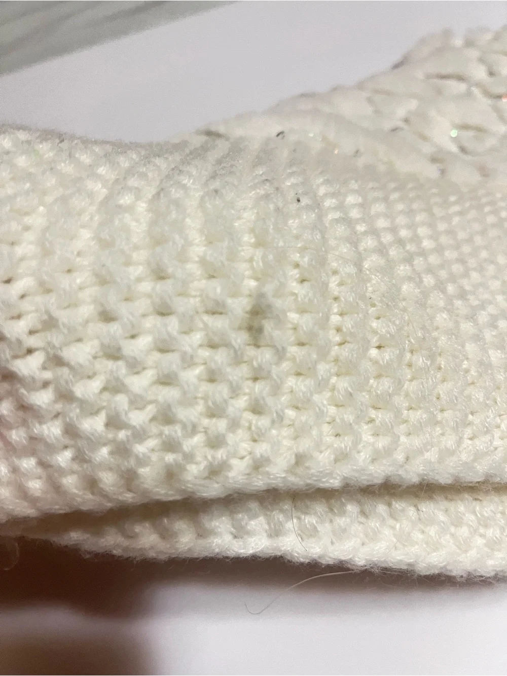 The Children’s Place Cream Knit Cozy Wrap Scarf Embroidered Glittery Hearts